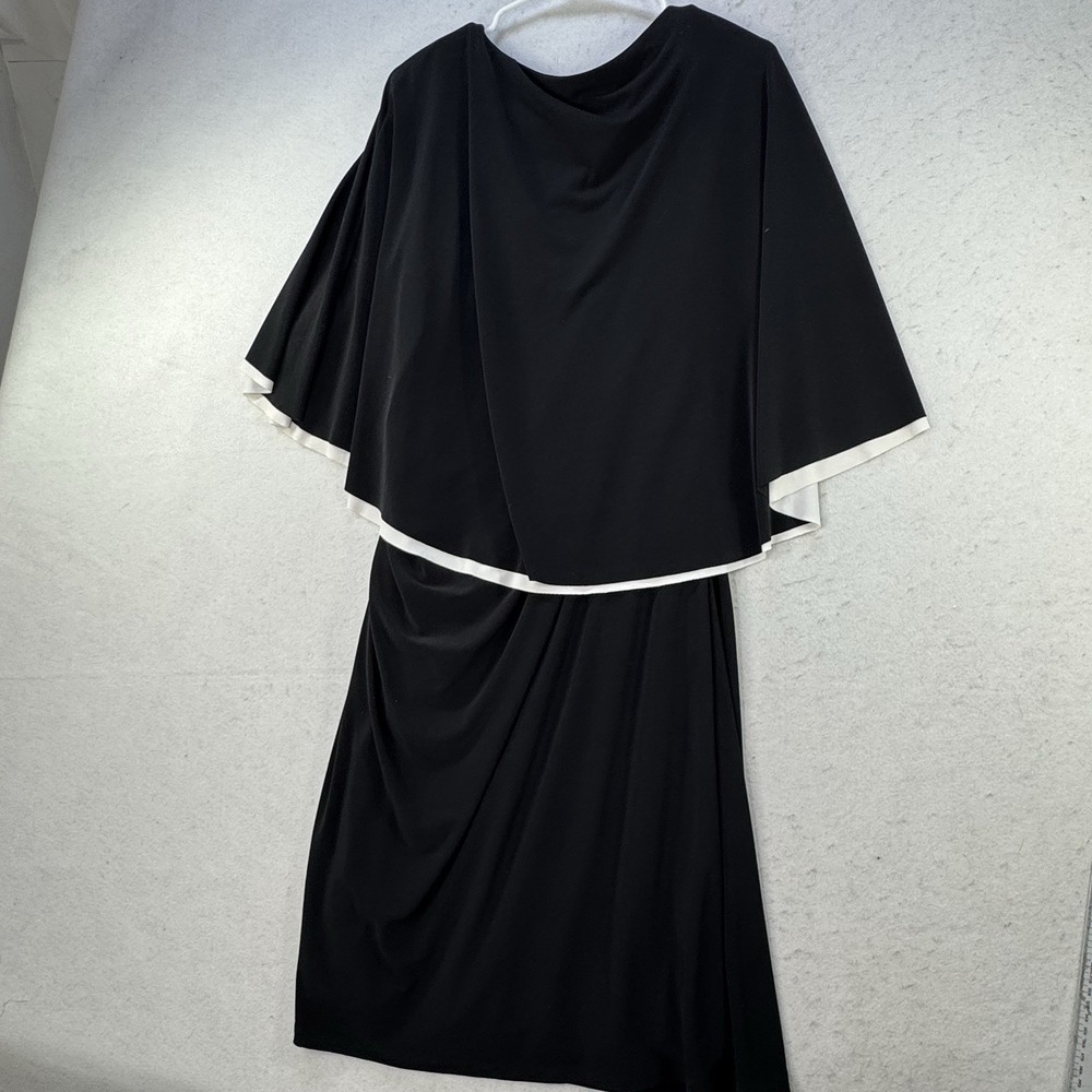 Lauren Ralph Lauren Jersey‎ Cape Dress Women's Size 14 Elegant Classy Career - Picture 8 of 13